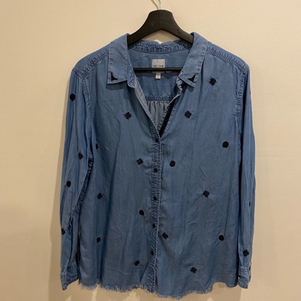 Embroidered chambray shirt size large